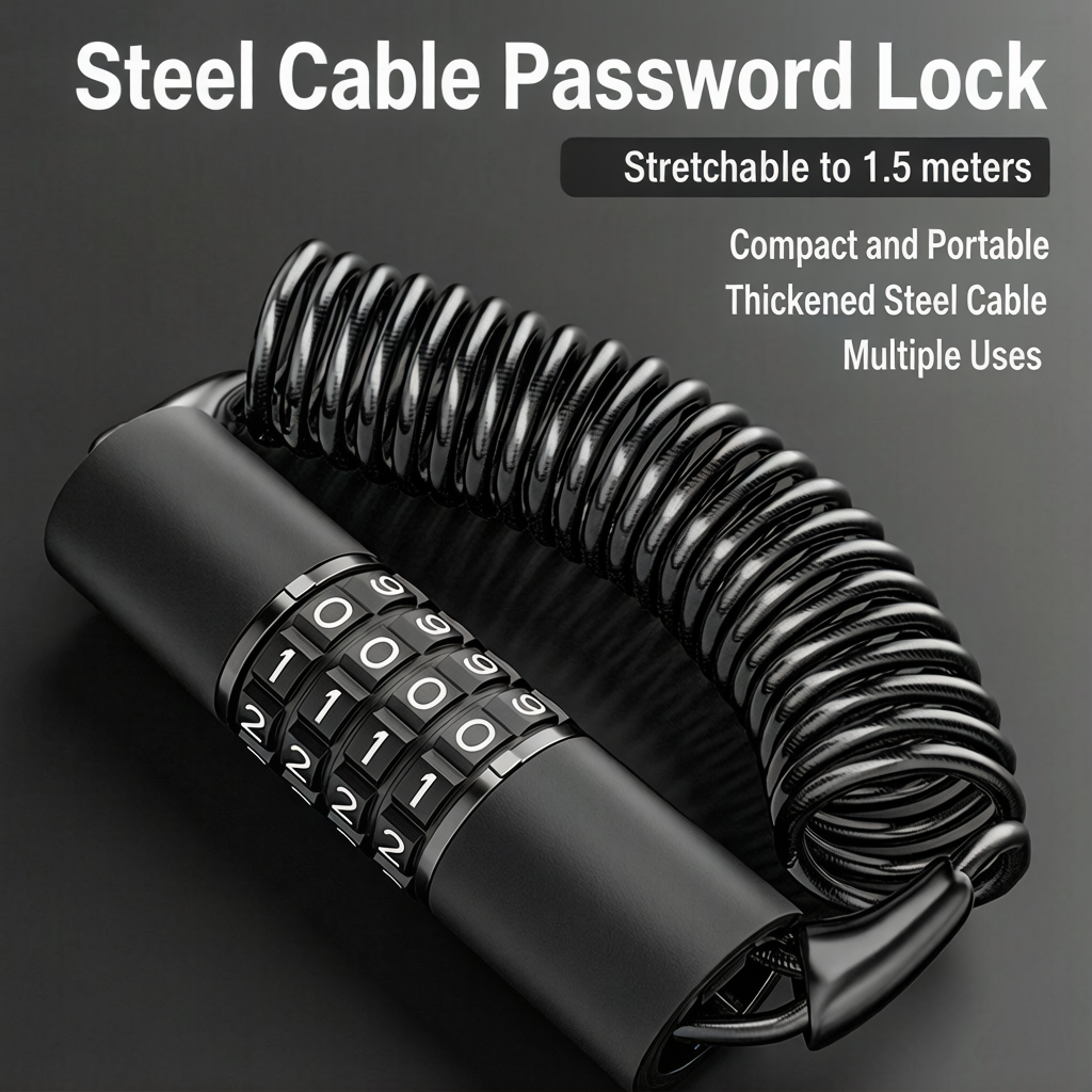 Cable Lock Combination - Steel Cable Helmet Lock for Bikes