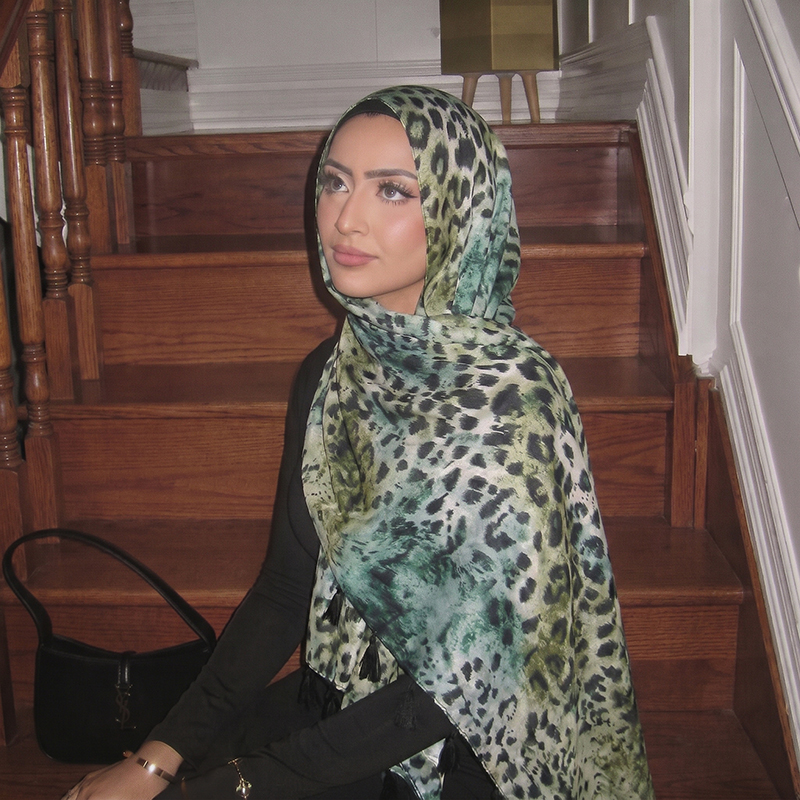 Travel Accessories Us - Fashion Leopard Print Tassel Hijab Soft