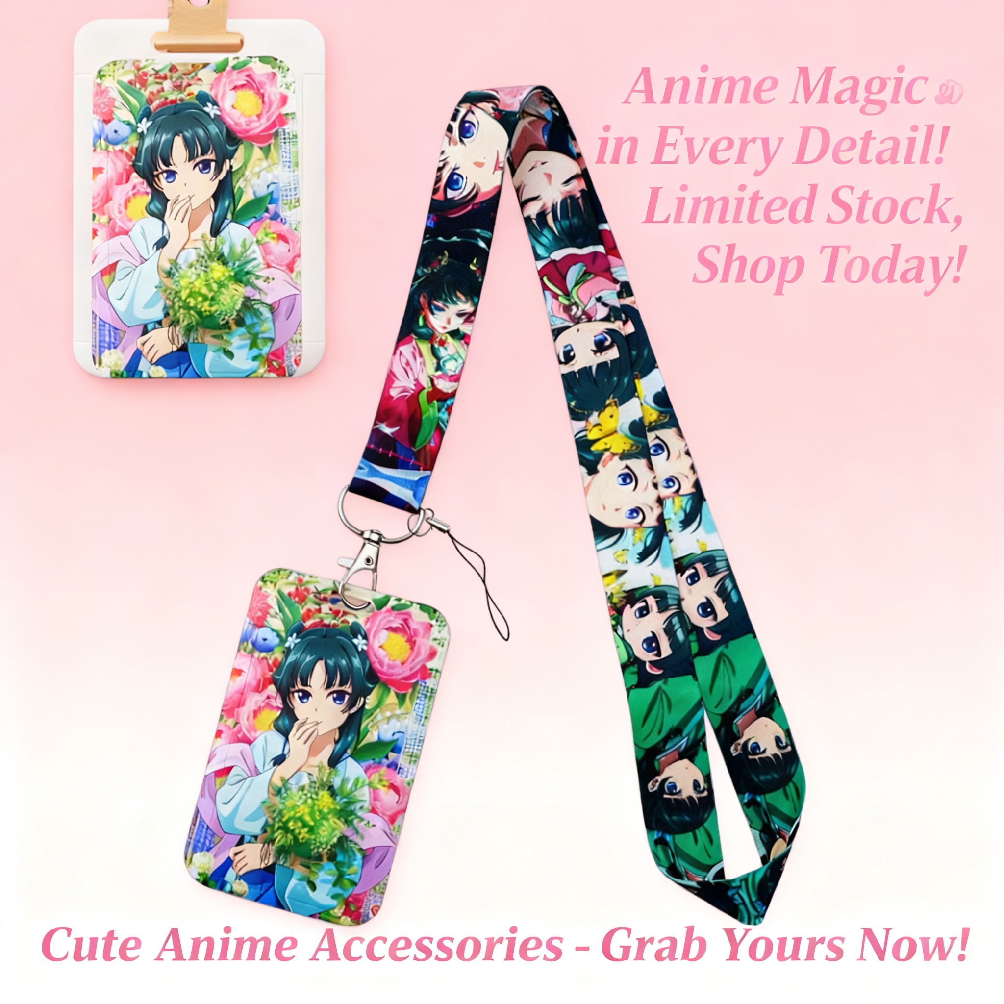Travel Accessories Pouch - Cute Anime Girl Lanyard Neck Strap