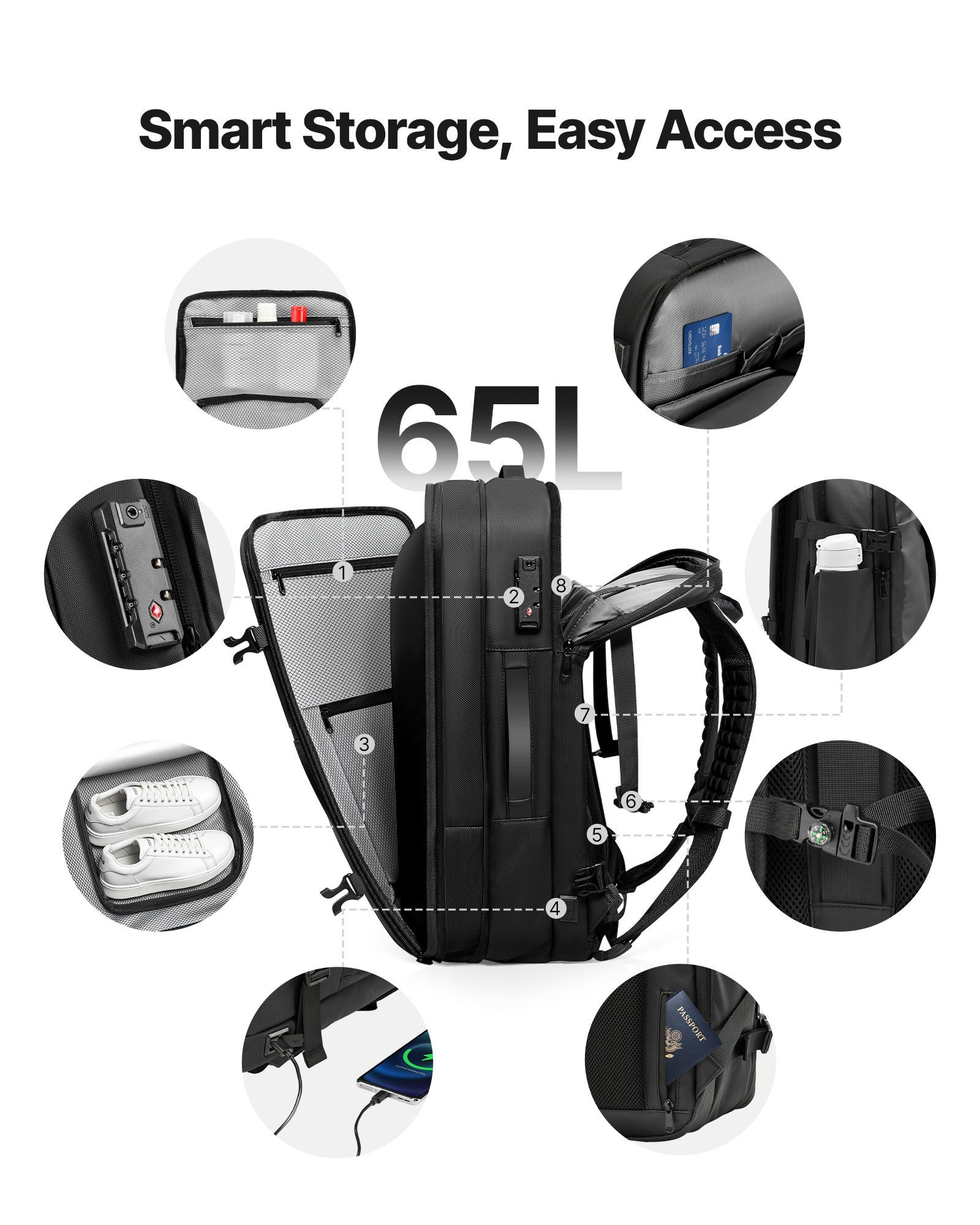 Vacuum Travel Backpack, 65L, E - Travel Lock Tsa Approved avaliação e preço
