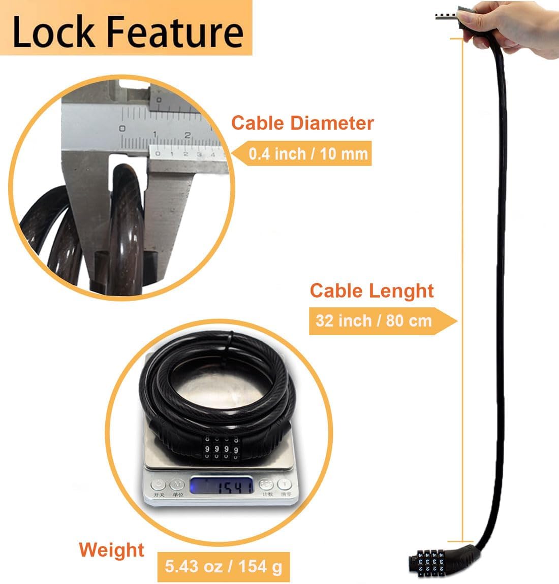 4-Digit Resettable Combination - Cable Lock Combination avaliação e preço