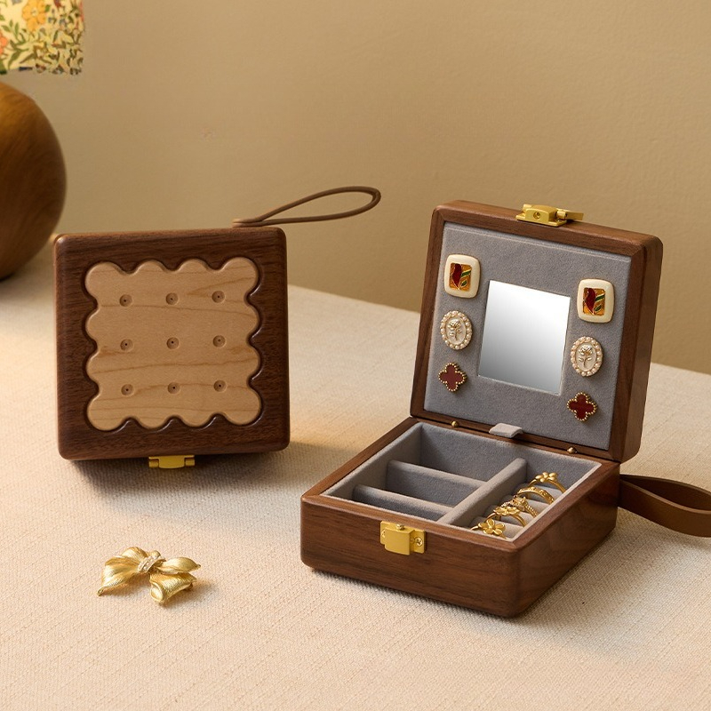 Solid Wood Cute Jewelry Box Ea - Travel Jewellery & Accessories Organiser avaliação e preço