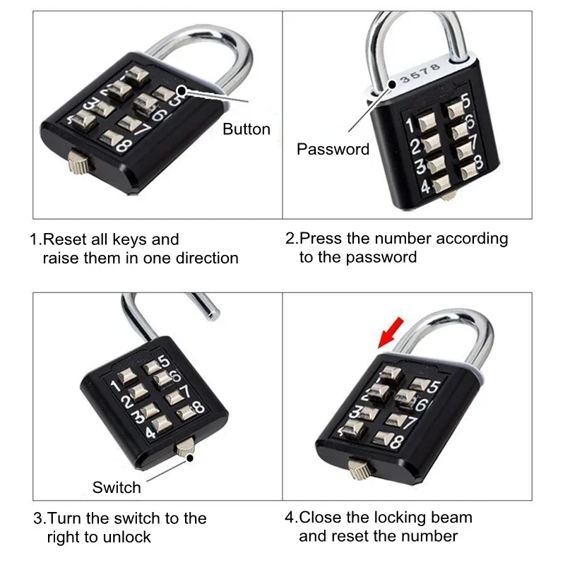 8 Digits Password Code Outdoor - Travel Lock Tsa Approved avaliação e preço