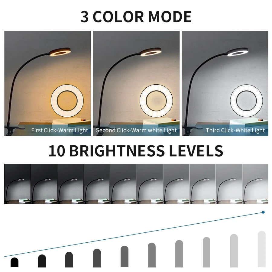 48 LEDs Clip on Desk Lamp 360° - Book Light Flexible avaliação e preço