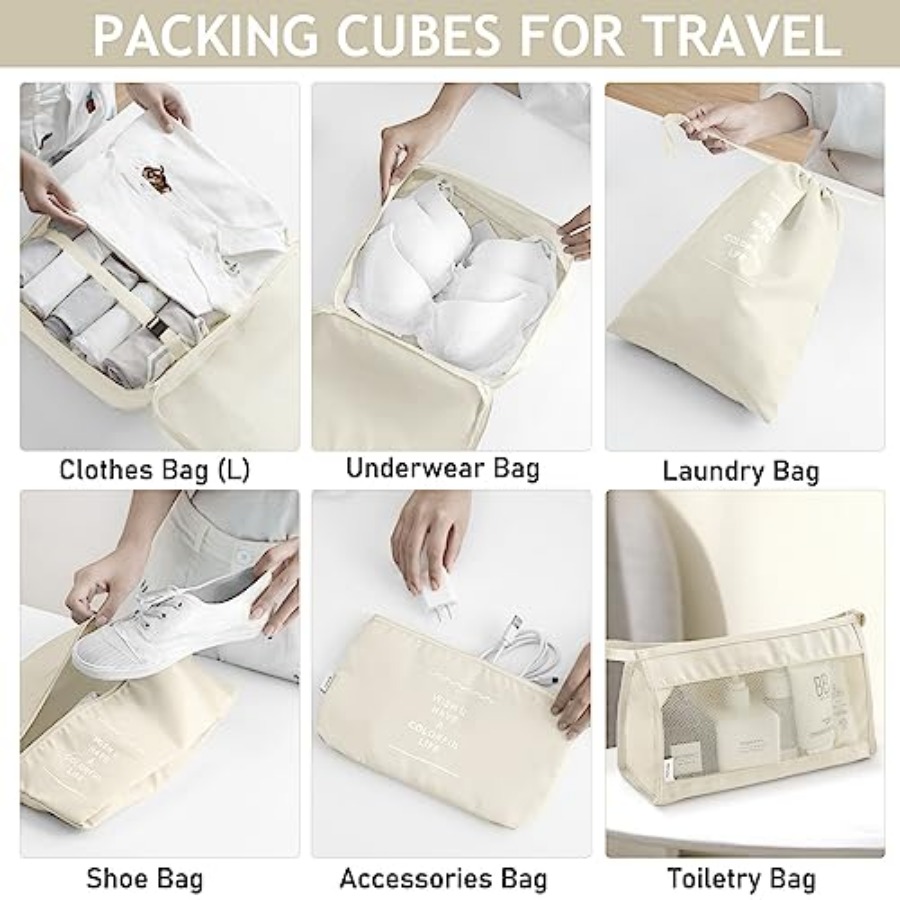 8 Set Packing Cubes for Travel - Travel Accessories Bag avaliação e preço