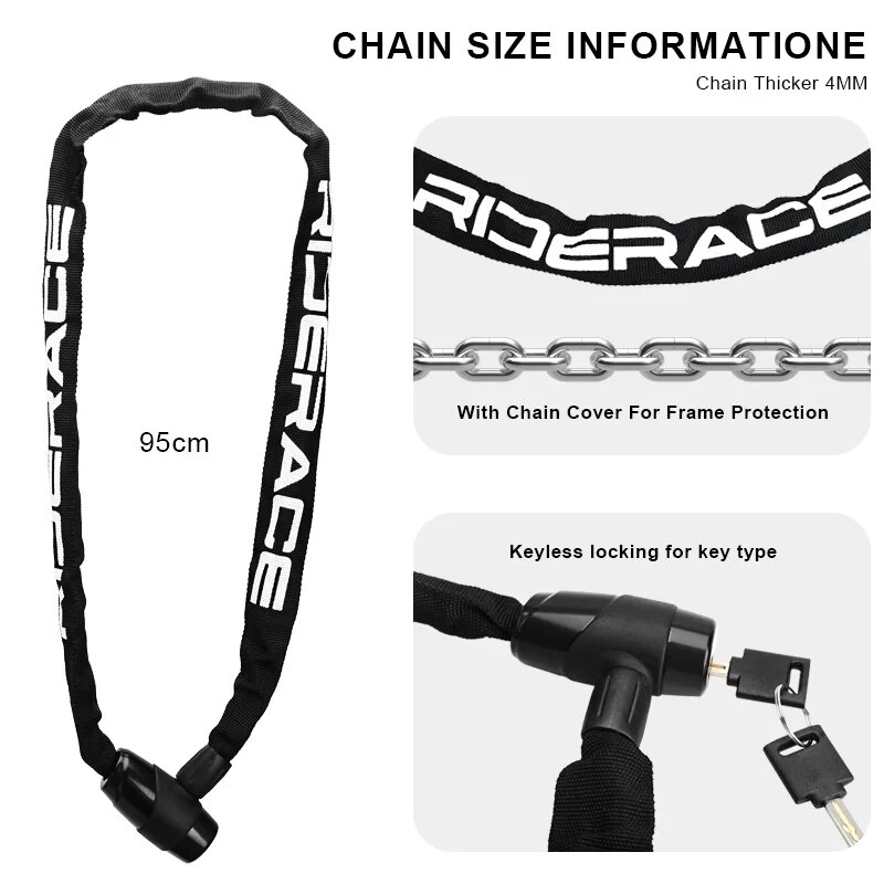 RIDERACE Bicycle Chain Lock Po - Cable Lock Combination avaliação e preço