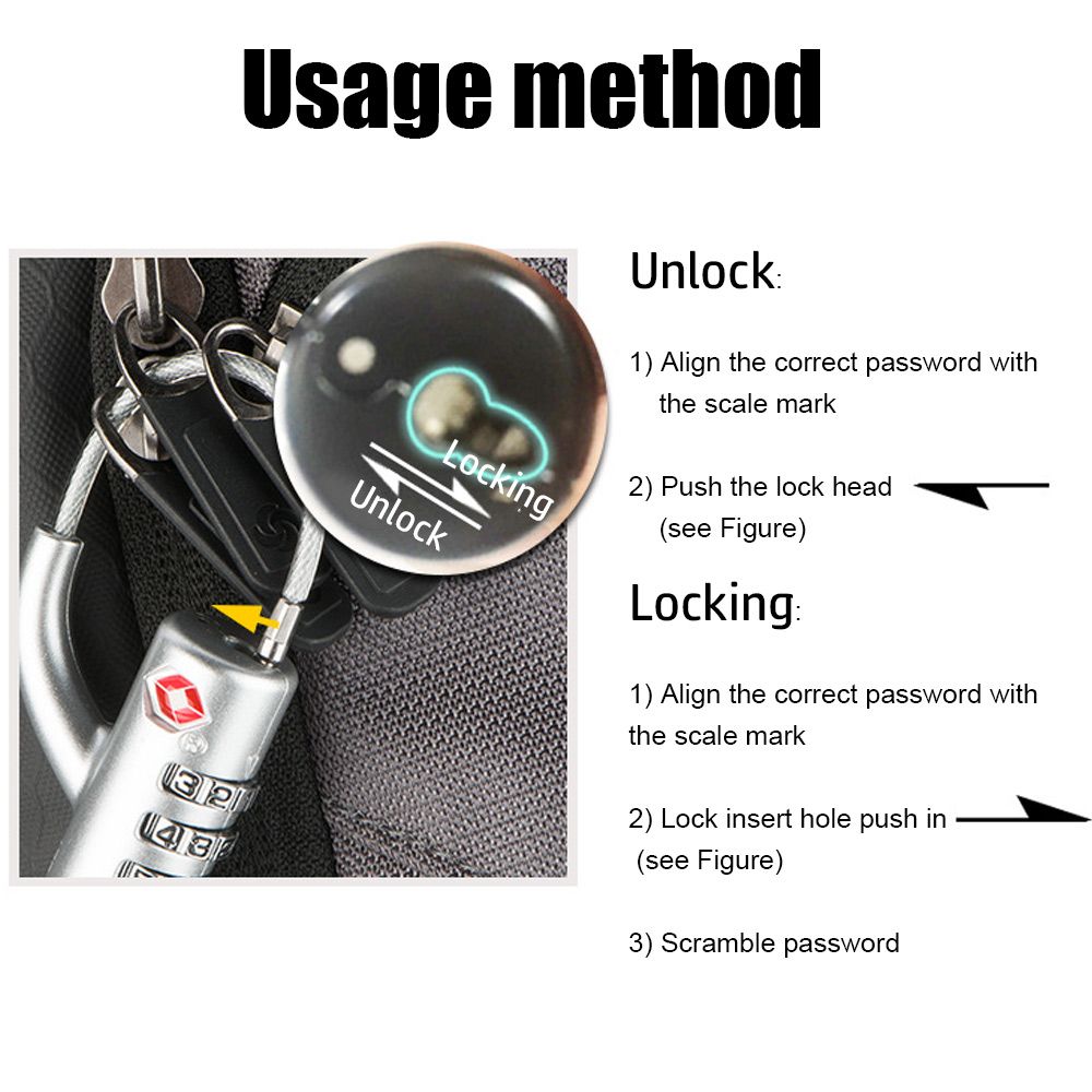 Waterproof Small Padlock Porta - Cable Lock Combination avaliação e preço