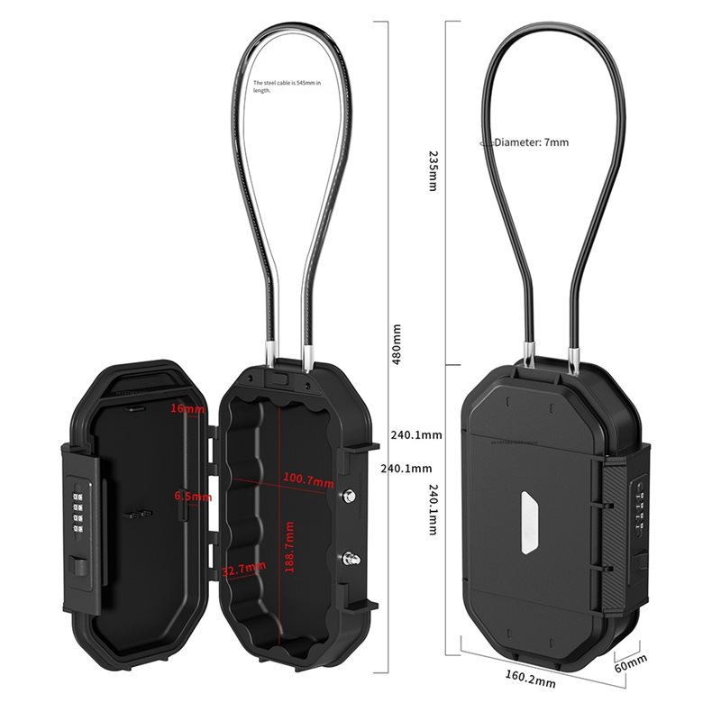 Y43A-Travel Safe Lock Box Wate - Cable Lock Combination avaliação e preço