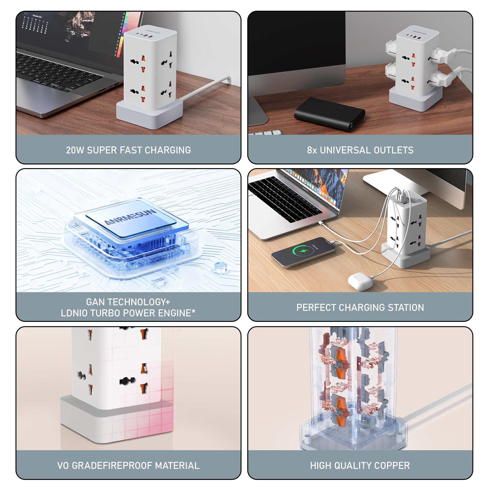 Tower Power Strip Multi Outlet - Cable Lock Combination avaliação e preço
