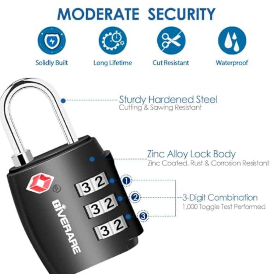 TSA Approved Travel Luggage Lo - Travel Lock Tsa Approved avaliação e preço
