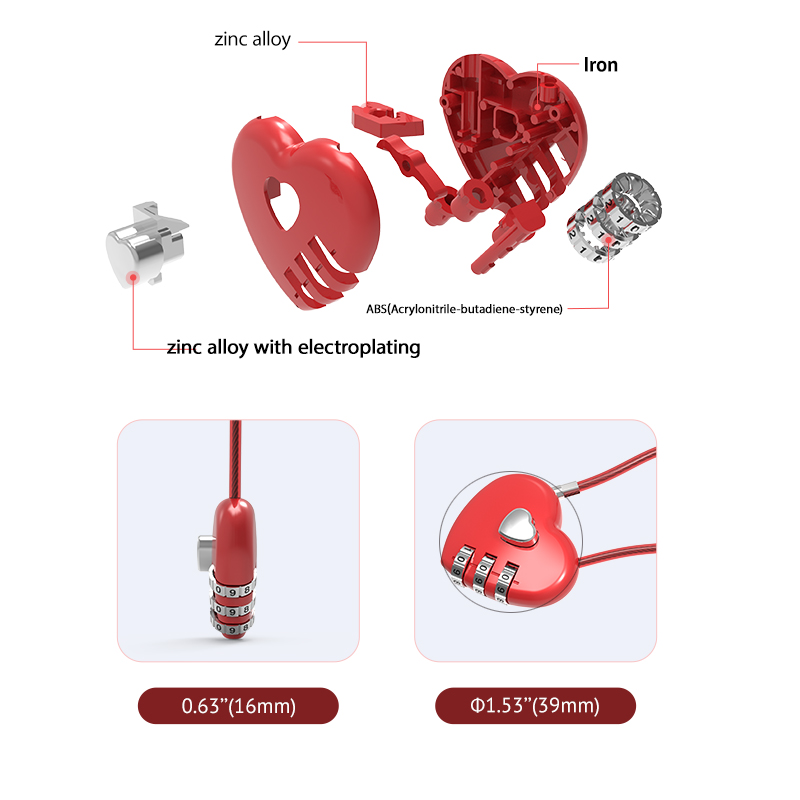 Heart Sheape Combination Lock  - Travel Lock Tsa Approved avaliação e preço