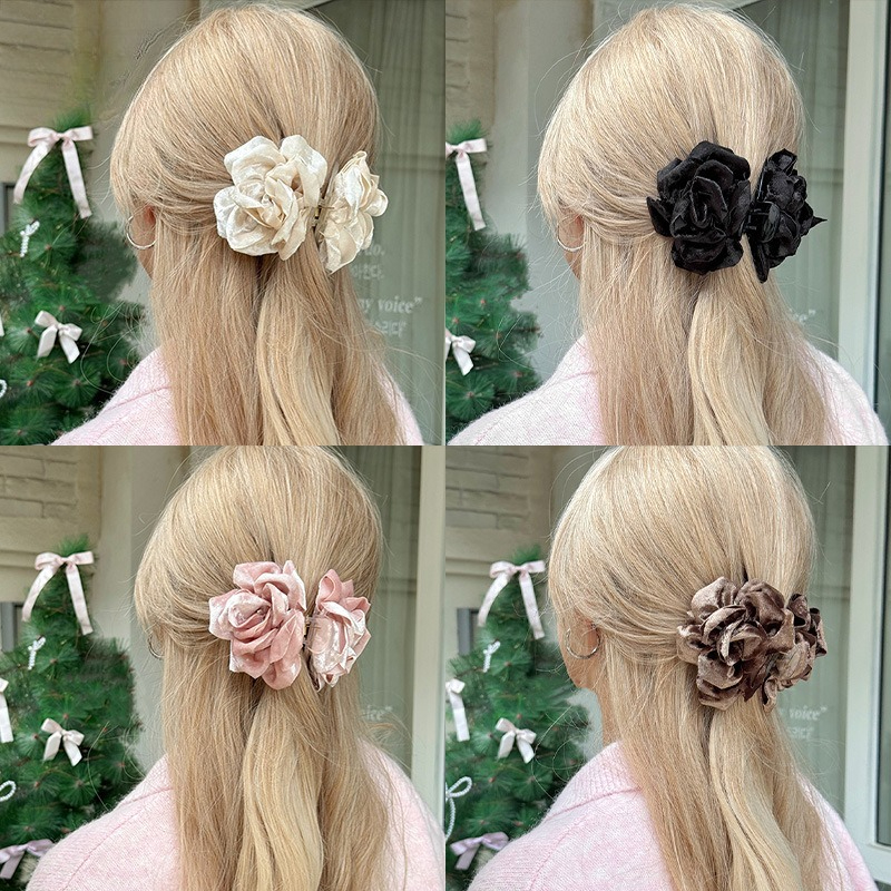 Ins Velvet Rose Hair Claw Clip - Travel Accessories For Girls avaliação e preço