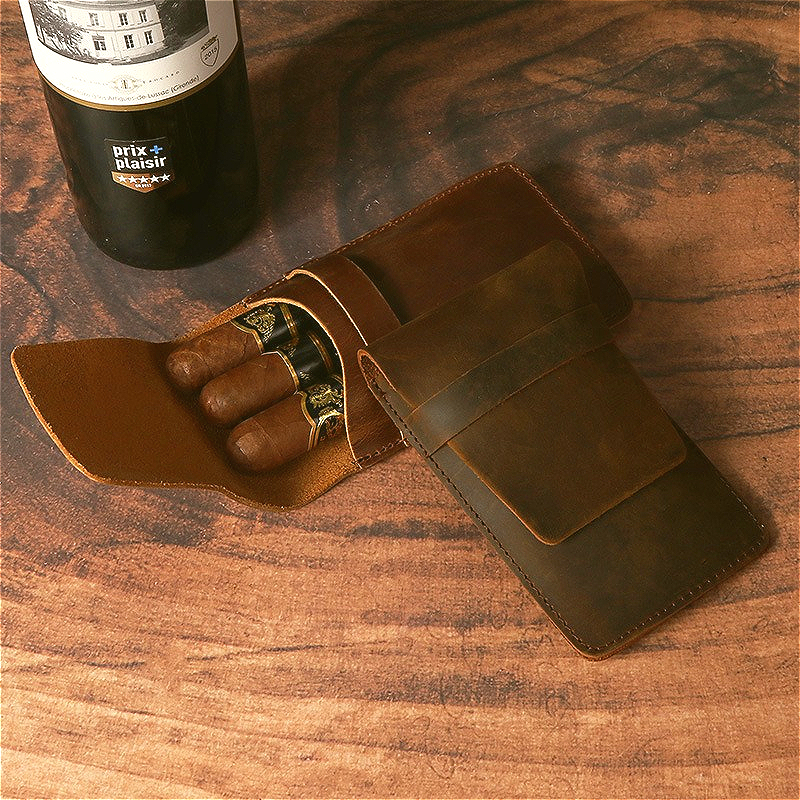 Leather Cigar Case Bag for 3 C - Travel Accessories And Gadgets avaliação e preço