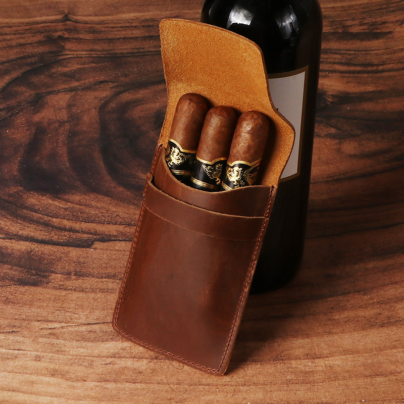 Leather Cigar Case Bag for 3 C - Travel Accessories And Gadgets avaliação e preço