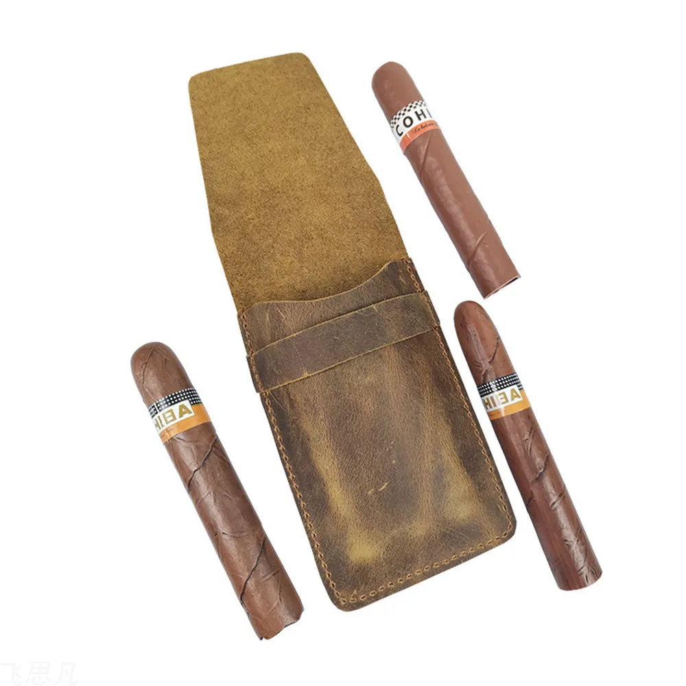 Leather Cigar Case Bag for 3 C - Travel Accessories And Gadgets avaliação e preço