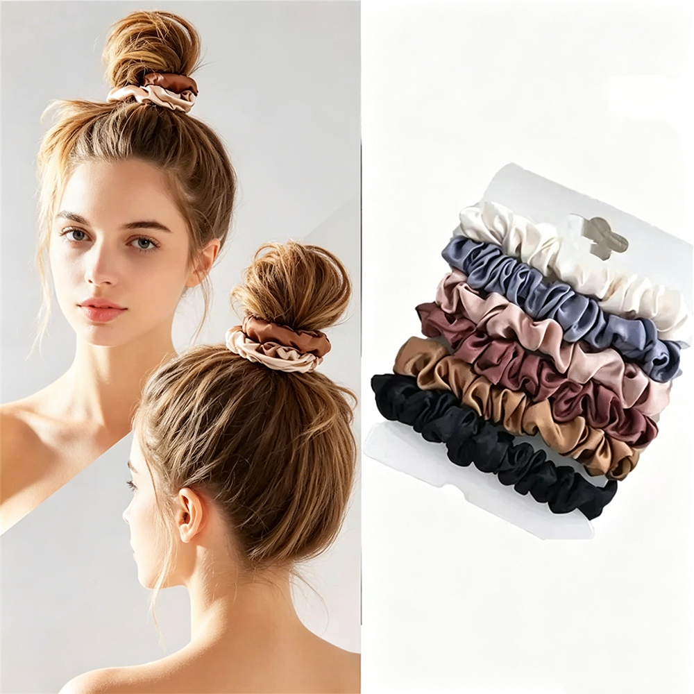 6Pcs Soft Satin Hair Scrunchie - Travel Accessories For Girls avaliação e preço