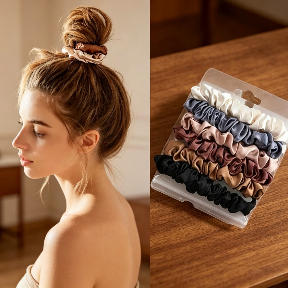 6Pcs Soft Satin Hair Scrunchie - Travel Accessories For Girls avaliação e preço