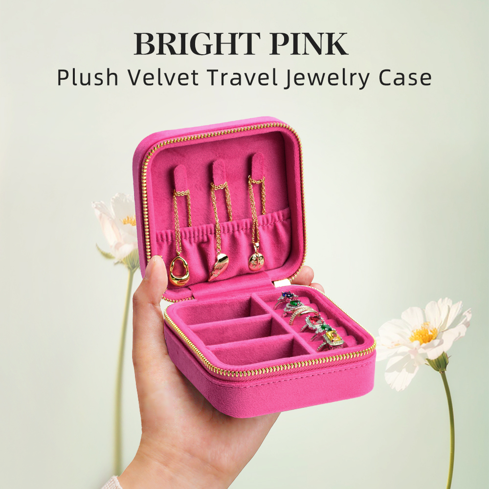 TAIMY Rose Pink Velvet Jewelry - Travel Jewellery & Accessories Organiser avaliação e preço