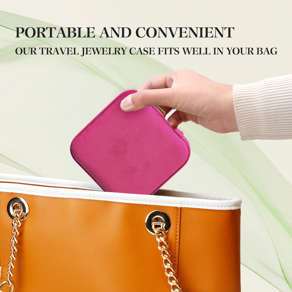 TAIMY Rose Pink Velvet Jewelry - Travel Jewellery & Accessories Organiser avaliação e preço