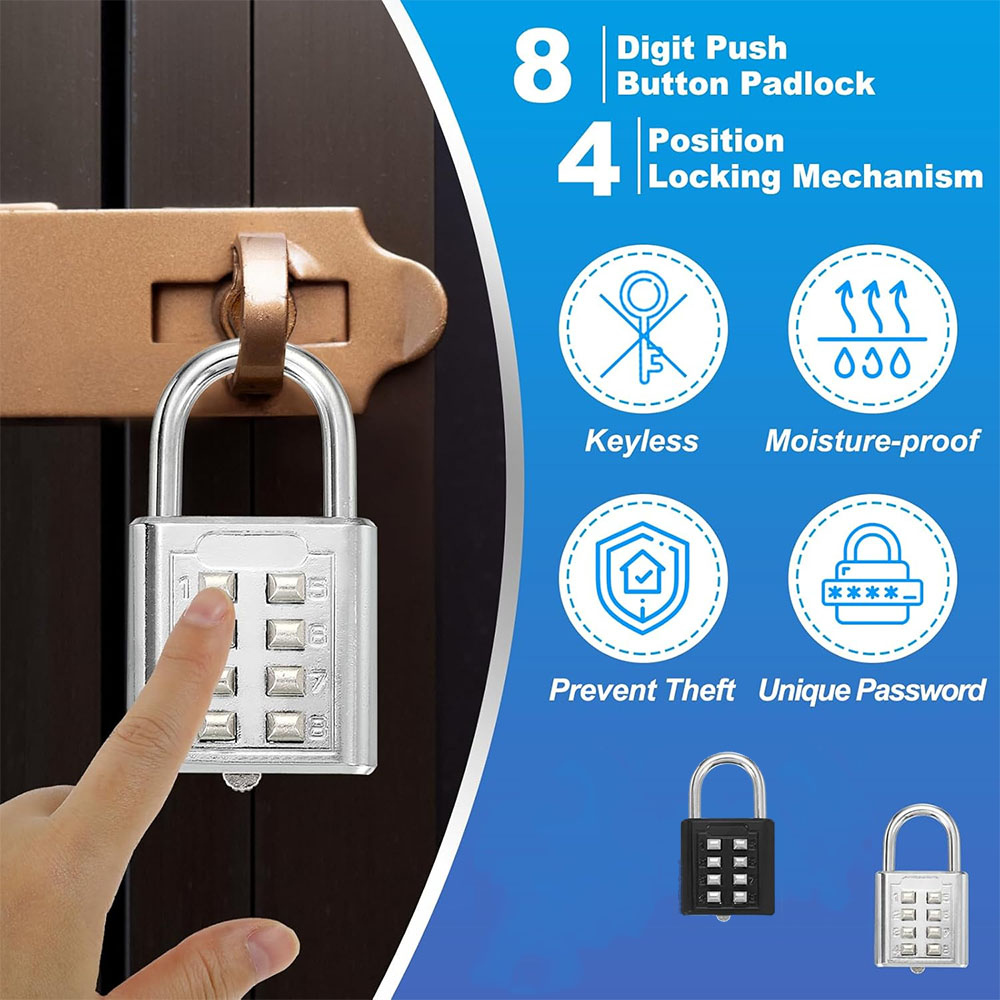 8 Digit Padlock Outdoor Waterp - Travel Lock Tsa Approved avaliação e preço